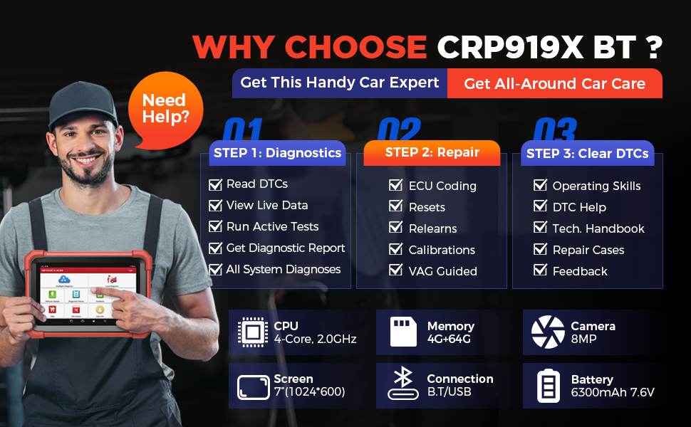 LAUNCH X431 Scanner crp919x bt obd2 diagnostic scan tool for all cars obd2 scanner code reader
