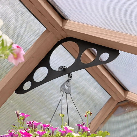 2 metal truss, roof peak plant hangers.
